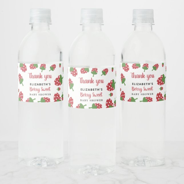 Berry Sweet Baby Dusche Niedlich Strawberry Niedli Wasserflaschenetikett (Flaschen)