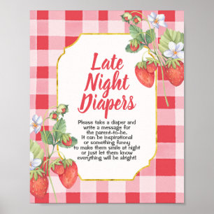 Berry Sweet Baby Dusche Spate Night Diapers signie Poster