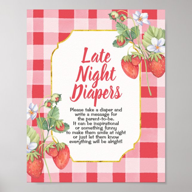Berry Sweet Baby Dusche Spate Night Diapers signie Poster (Vorne)