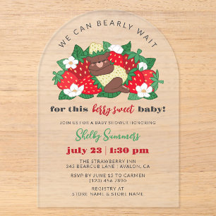 Berry Sweet Baby Neutral Strawberry Baby Shower Acryleinladungen