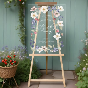 Berry Sweet Baby Showbücher & Blume Willkommen Acrylschild