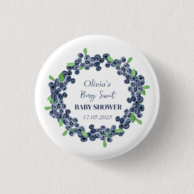 Berry Sweet Baby Shower Blueberry Baby Boy Button (Vorderseite)