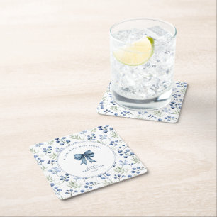 Berry Sweet Baby Shower Blueberry Bow Rechteckiger Pappuntersetzer