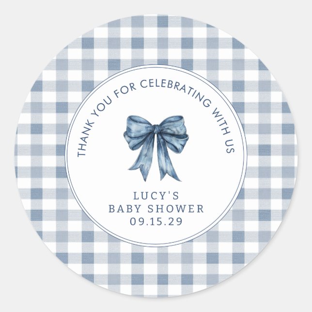 Berry Sweet Baby Shower Blueberry Bow Vielen Dank Runder Aufkleber (Vorderseite)