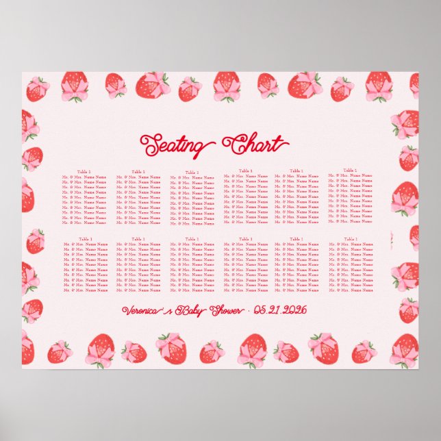 Berry Sweet Baby Shower Chart Poster (Vorne)