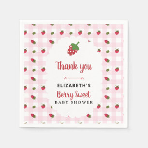 Berry Sweet Baby Shower Erdbeer Gingham Serviette