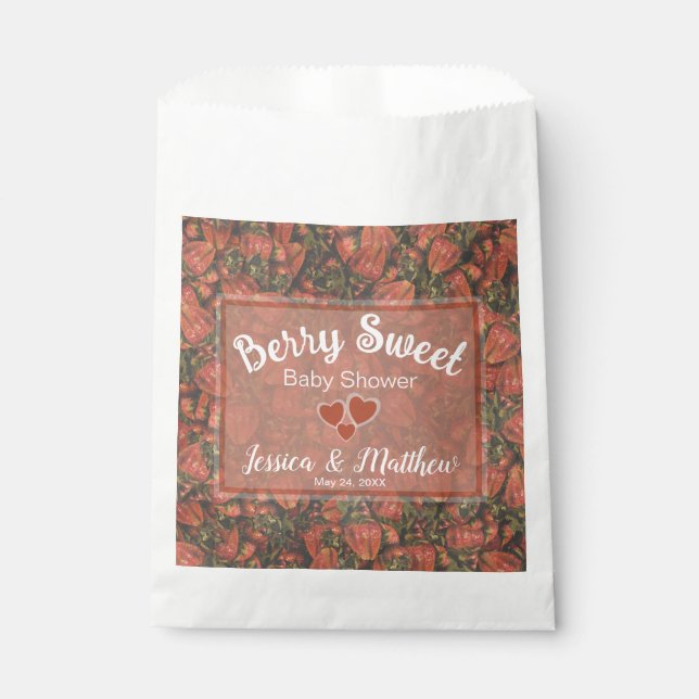 Berry Sweet Baby Shower Fevor Bags - Erdbeeren Geschenktütchen (Vorderseite)