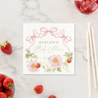 Berry Sweet Baby Shower Gingham Geschenkanhänger Serviette