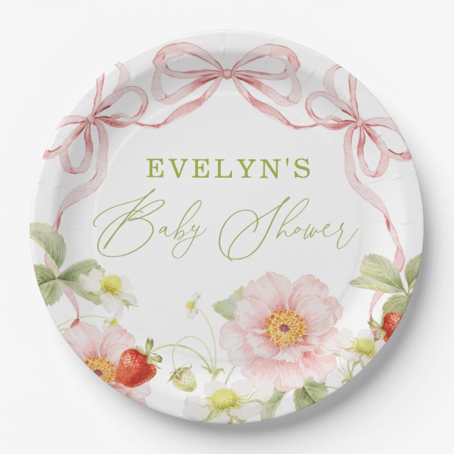 Berry Sweet Baby Shower Gingham Pappteller (Vorderseite)