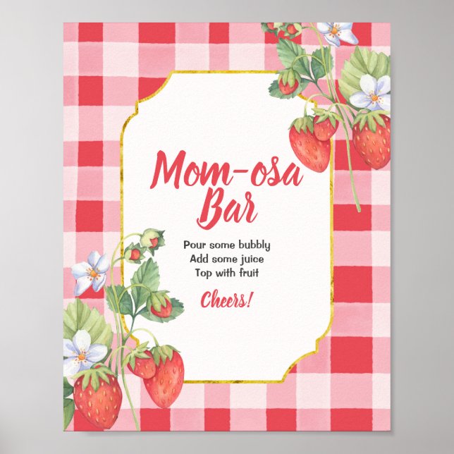 Berry Sweet Baby Shower Girl Momosa Bar Sign Poster (Vorne)