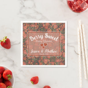Berry Sweet Baby Shower Napkins - Erdbeeren Serviette