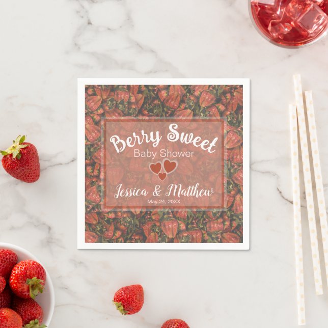 Berry Sweet Baby Shower Napkins - Erdbeeren Serviette (Beispiel)