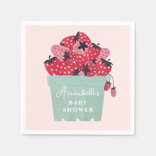 Berry Sweet Baby Shower Napkins Strawberry Serviette (Vorderseite)