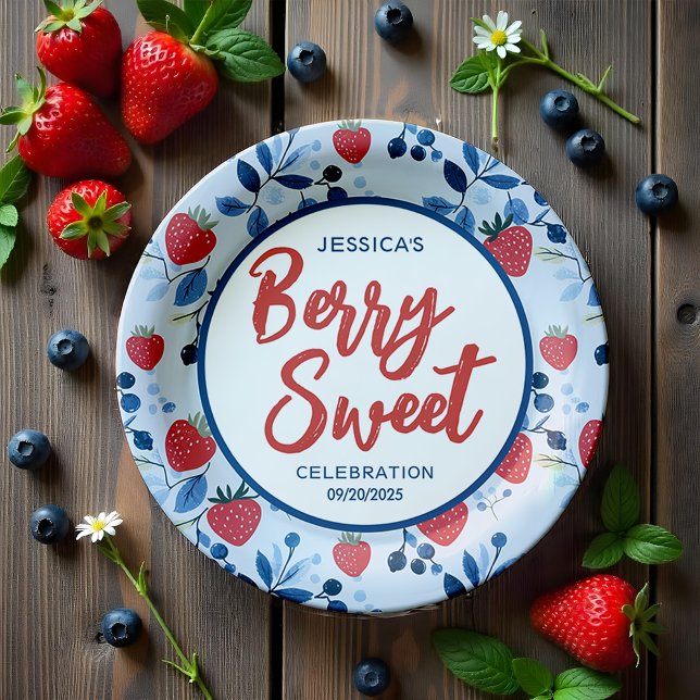 Berry Sweet Baby Shower Paper Plate Pappteller (This adorable design is bursting with charm, perfect for a spring and summer celebration vibe! )