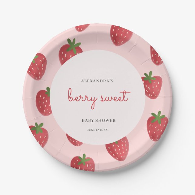 Berry Sweet Baby Shower Paper Plate Pappteller (Vorderseite)