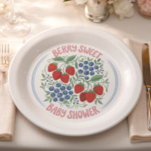 Berry Sweet Baby Shower Papierplatten | Erdbeere 