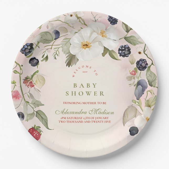 Berry Sweet Baby Shower Pappteller (Vorderseite)