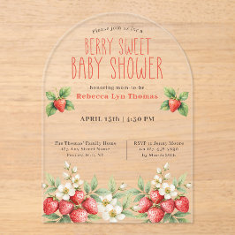 Berry Sweet Baby Shower Strawberries Acryleinladungen