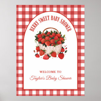 Berry Sweet Baby Shower Strawberry Begrüßungszeich Poster