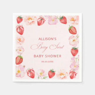 Berry Sweet Baby Shower Strawberry Bow Serviette