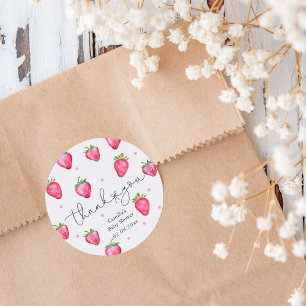 Berry Sweet Baby Shower Strawberry Danke Runder Aufkleber