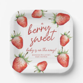 Berry Sweet Baby Shower Strawberry Pappteller