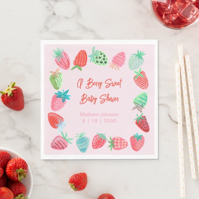 Berry Sweet Baby Shower Strawberry Serviette (Beispiel)