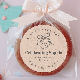 Berry Sweet Baby Shower Treat Kraft Strawberry Runder Aufkleber