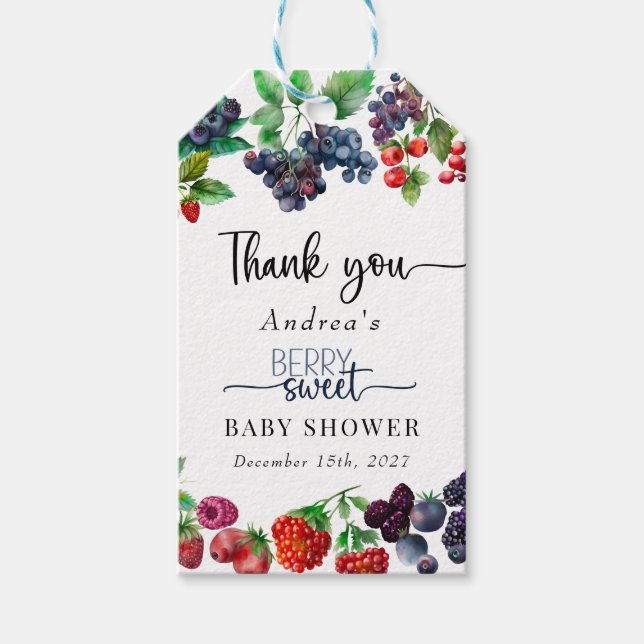 Berry Sweet Baby Shower Vielen Dank Geschenkanhänger (Vorderseite)