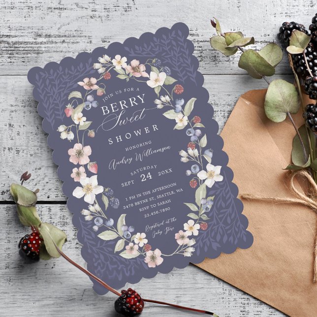 Berry Sweet Baby Shower Wild Berries & Flowers Einladung (Berry Sweet Baby Shower Wild Berries & Flowers Invitation)