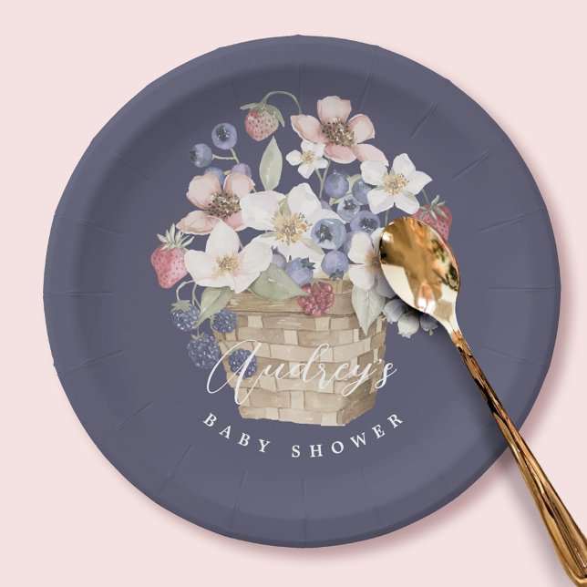 Berry Sweet Baby Shower Wild Berries & Flowers Pappteller (Berry Sweet Baby Shower Wild Berries & Flowers Paper Plates)