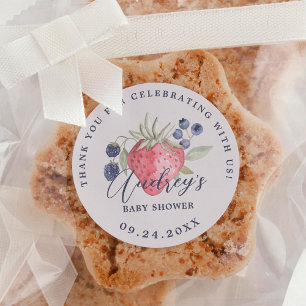 Berry Sweet Baby Shower Wild Berries Vielen Dank Runder Aufkleber