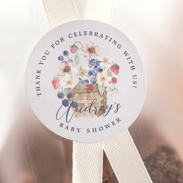 Berry Sweet Baby Shower Wild Berries Vielen Dank Runder Aufkleber (Berry Sweet Baby Shower Wild Berries Thank You Classic Round Sticker)