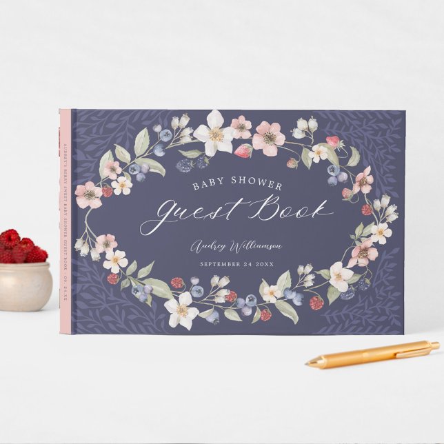 Berry Sweet Baby Shower Wilde Berries & Blume Gästebuch (Berry Sweet Baby Shower Wild Berries & Flowers Guest Book)