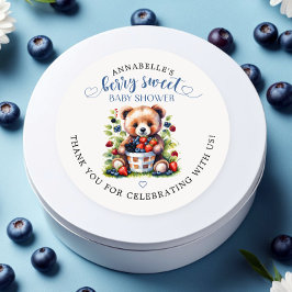 Berry Sweet Baby Shower Wilde Berries & Teddy Bear Runder Aufkleber