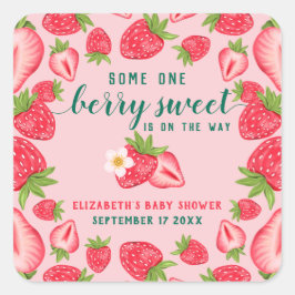 Berry Sweet Baby Strawberry Baby Dusche Custom Quadratischer Aufkleber