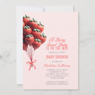 Berry Sweet Baby Strawberry Balloons Babydusche Einladung