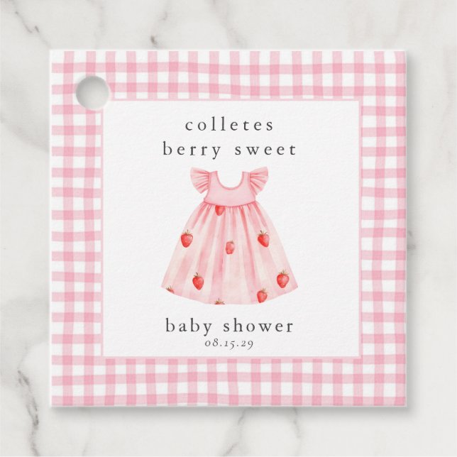 Berry Sweet Baby Strawberry Coquette Bow Geschenkanhänger (Vorderseite)