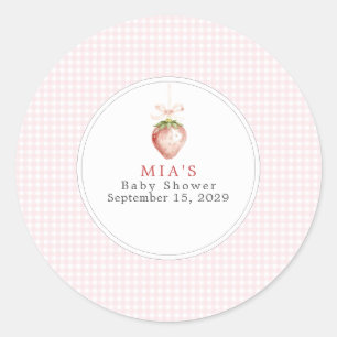 Berry Sweet Baby Strawberry Coquette Gingham Runder Aufkleber