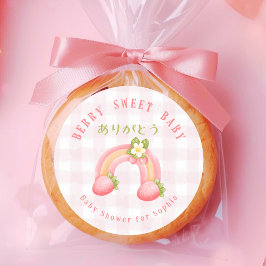 Berry Sweet Baby Strawberry Rainbow Pink Gingham Runder Aufkleber