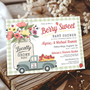Berry Sweet Bauernmarkt Gingham Junge Baby Shower Einladung