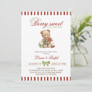 Berry Sweet Bear Erdbeere Baby Shower Einladung