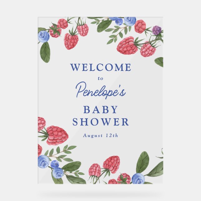 Berry Sweet Berries Babydusche Begrüßungszeichen Acrylschild (Vorderseite)