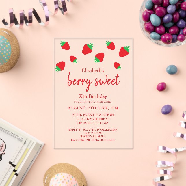 Berry Sweet Birthday Acryleinladungen (Insitu (Feier))