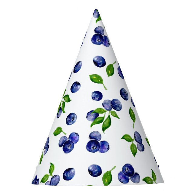 Berry Sweet Birthday Blueberries Wasserfarbe Niedl Partyhütchen (Vorderseite)