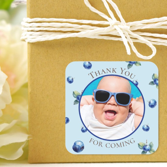 Berry Sweet Birthday Danke, dass Sie Foto kommen Quadratischer Aufkleber (Von Creator hochgeladen)