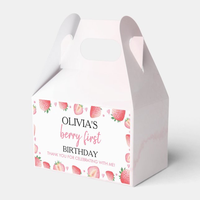 Berry Sweet Birthday Favor Box Strawberry Theme Geschenkschachtel (Vorderseite)