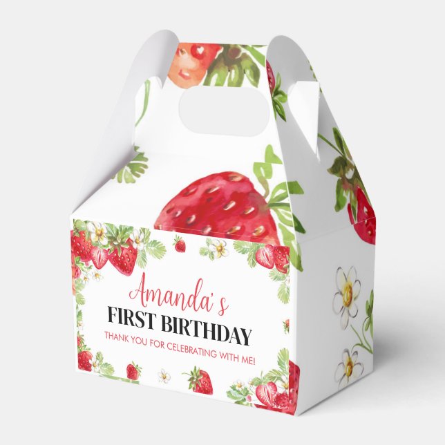 Berry Sweet Birthday Favor Box Strawberry Theme Geschenkschachtel (Vorderseite)
