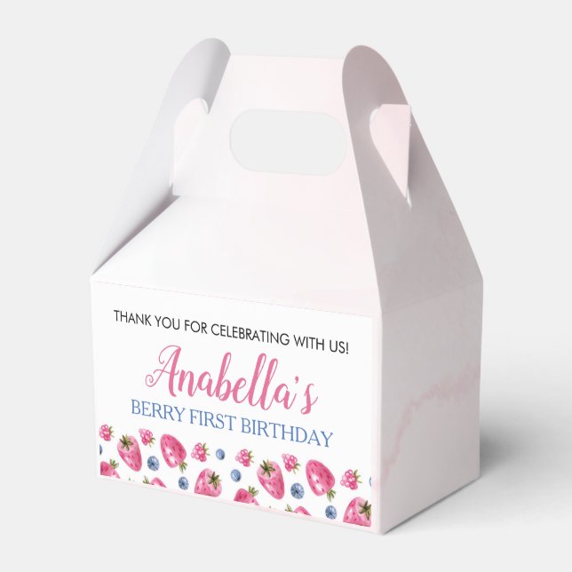Berry Sweet Birthday Favor Box Strawberry Theme Geschenkschachtel (Vorderseite)