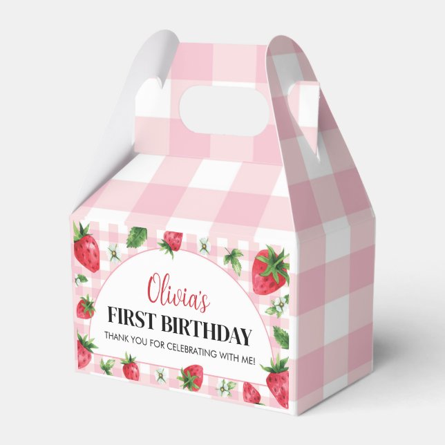 Berry Sweet Birthday Favor Box Strawberry Theme Geschenkschachtel (Vorderseite)